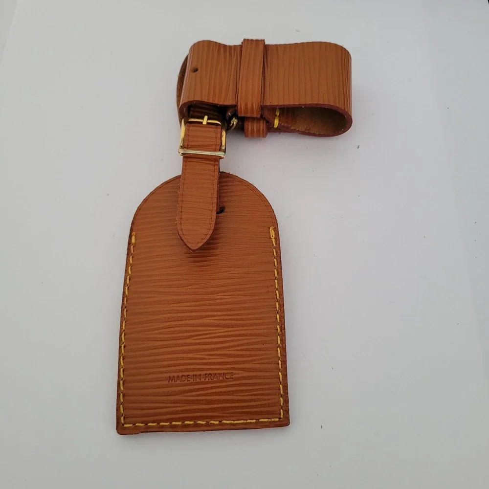 Louis Vuitton Epi Leather Luggage Tag and Poignet Set Kenyan Fawn Brown Vintage